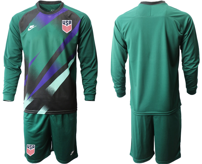 Men 2020-2021 Season National team United States goalkeeper Long sleeve green Soccer Jersey1->united states jersey->Soccer Country Jersey